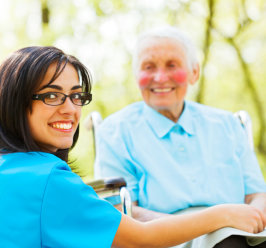 caregiver and old woman