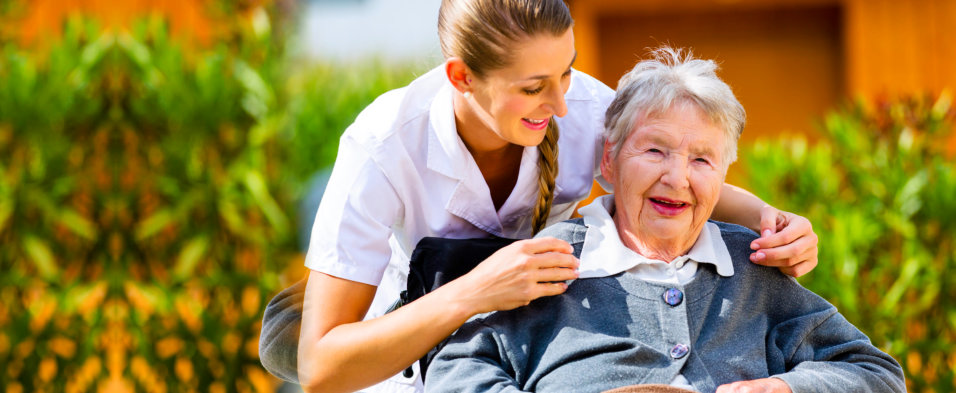 caregiver and old woman