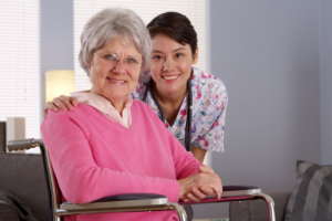 caregiver and old woman