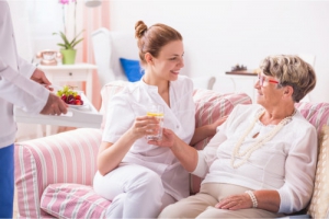 caregiver and old woman